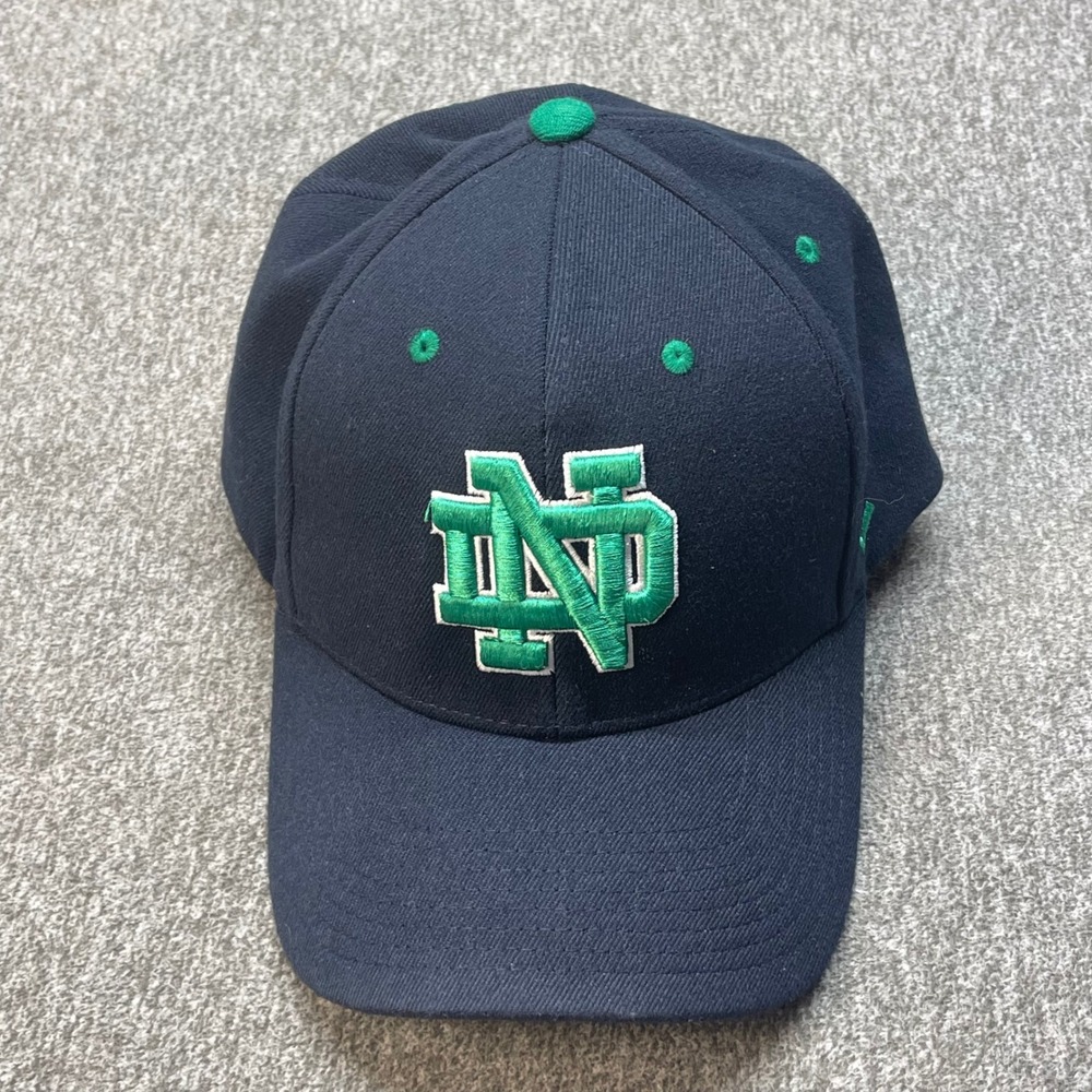 Zephyr Notre Dame Fighting Irish Hat Navy Blue Green XL Fitted ND Shamrock Cap